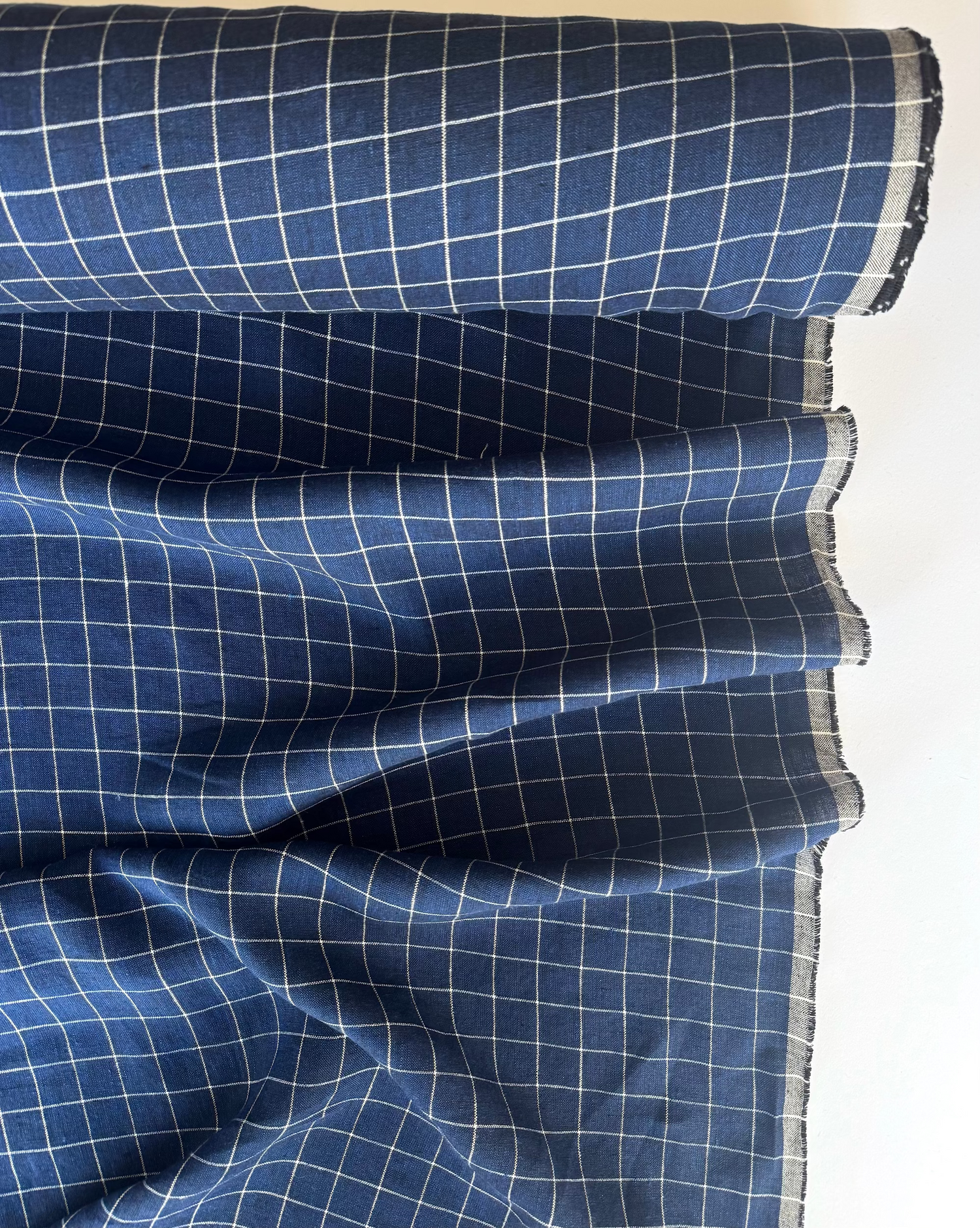 blue gingham linen fabric
