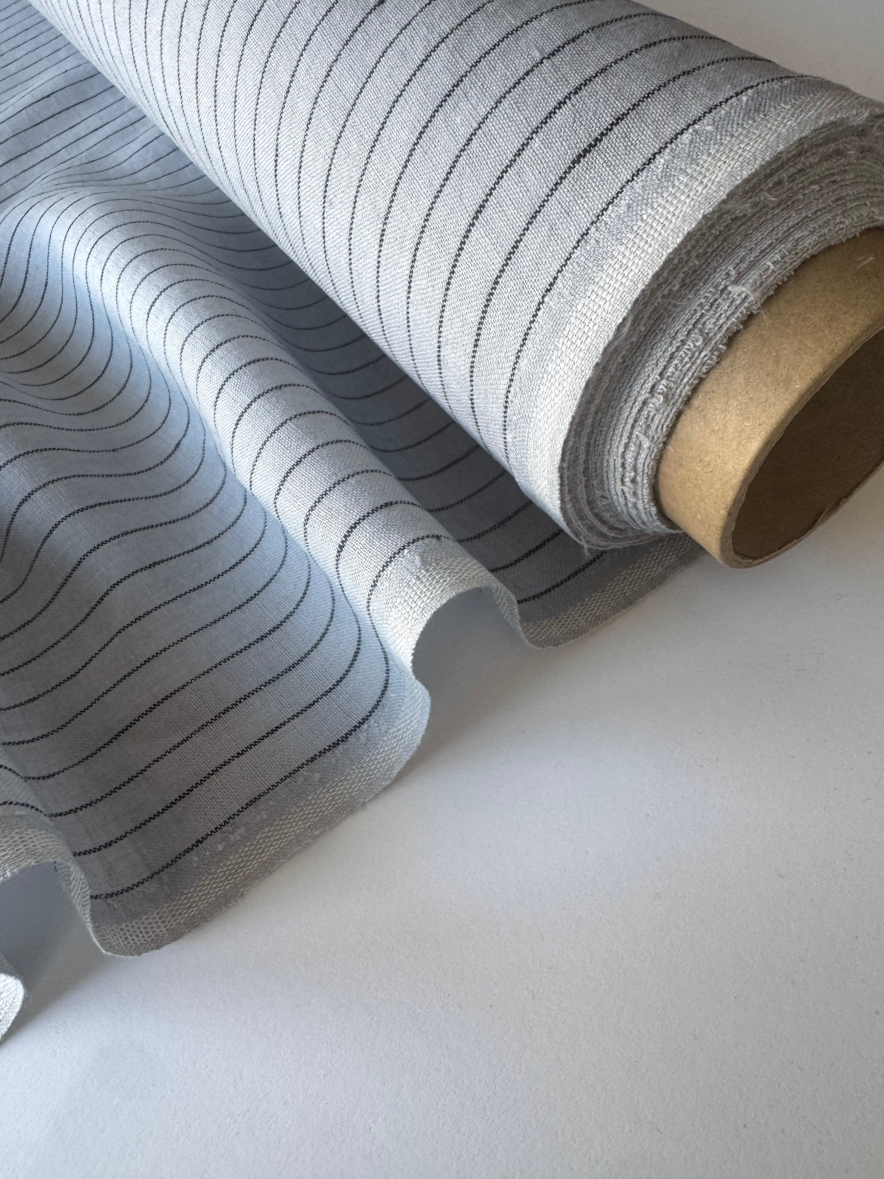 gray striped linen fabric