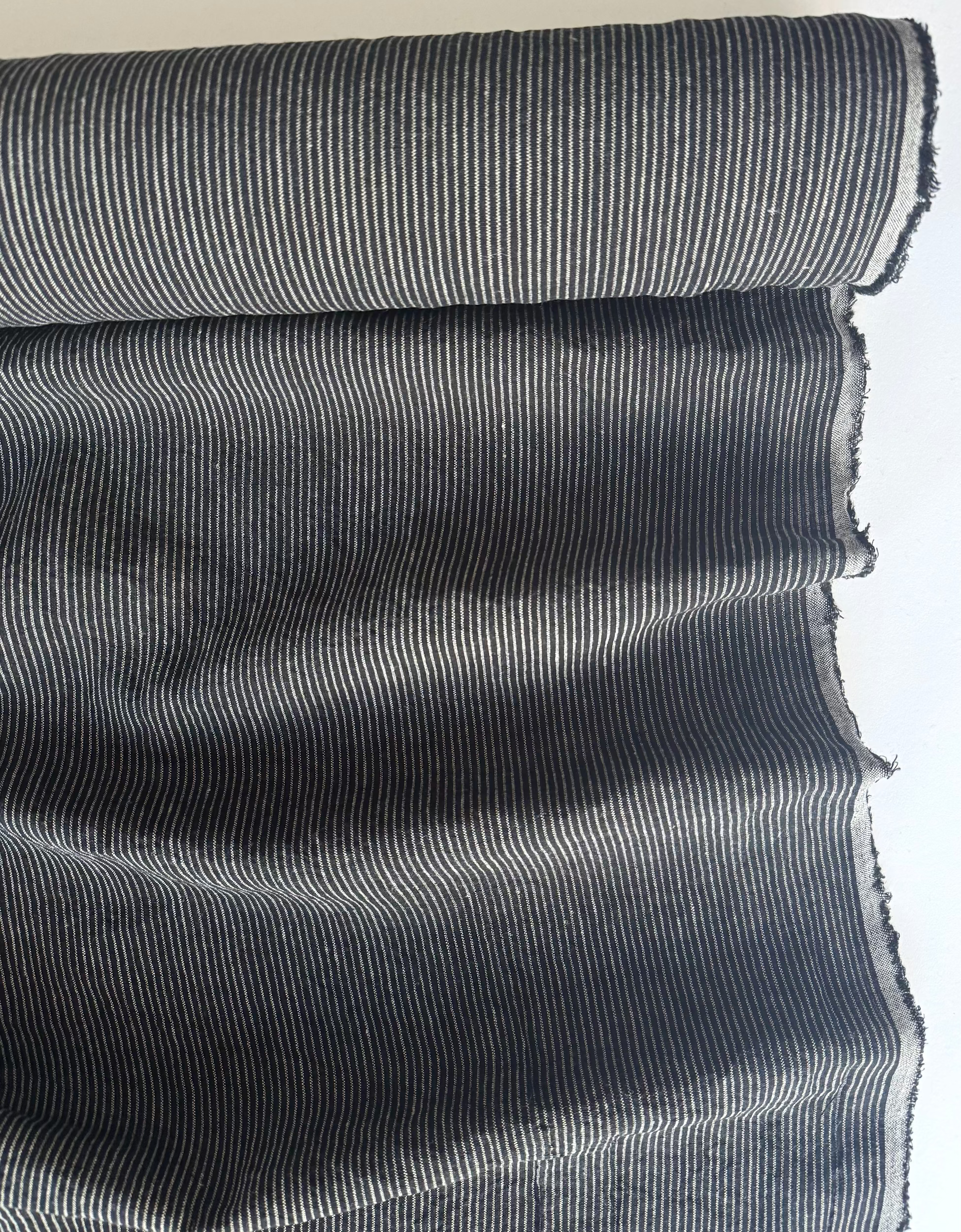 striped black linen fabric