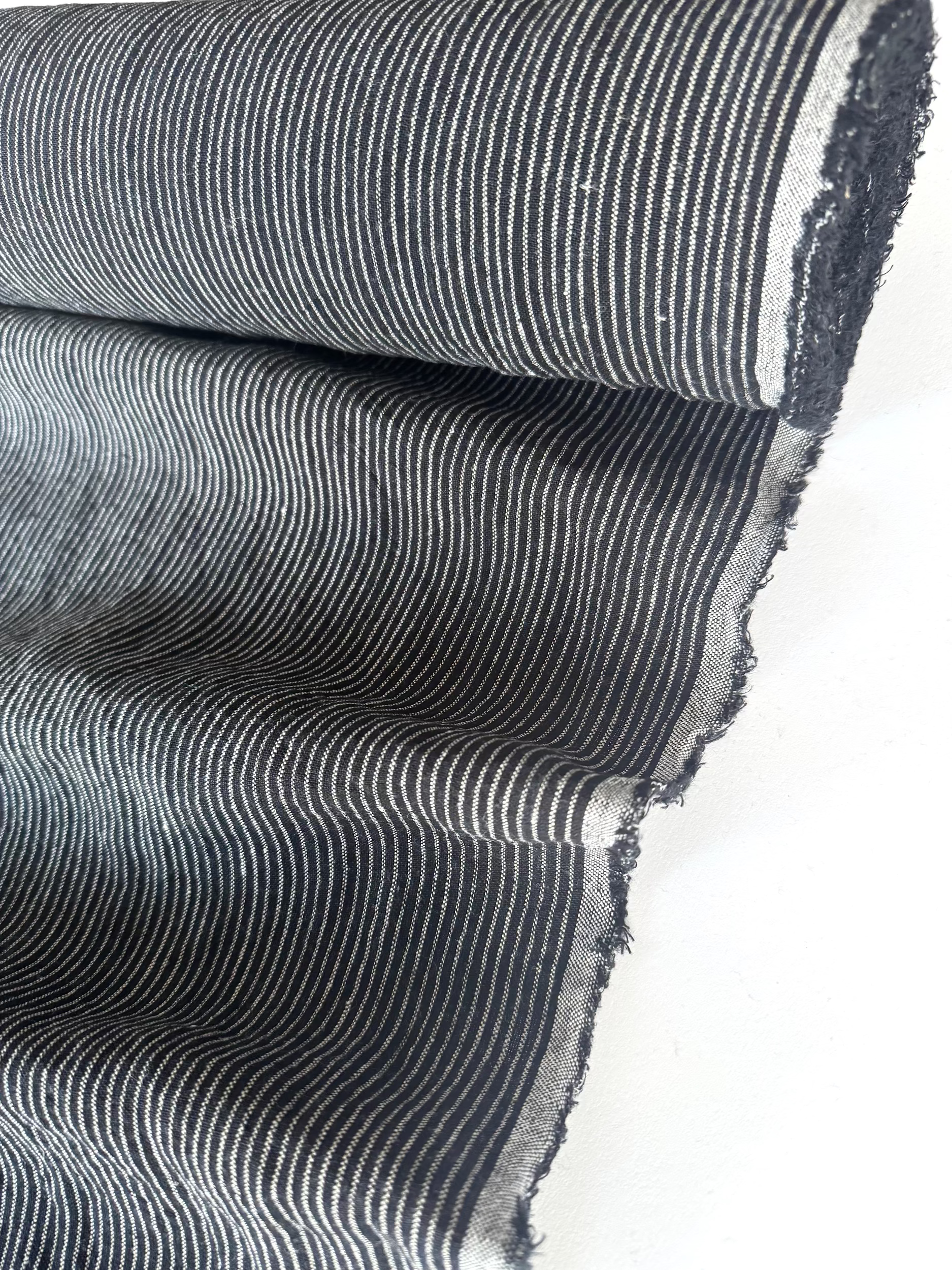 striped black linen fabric