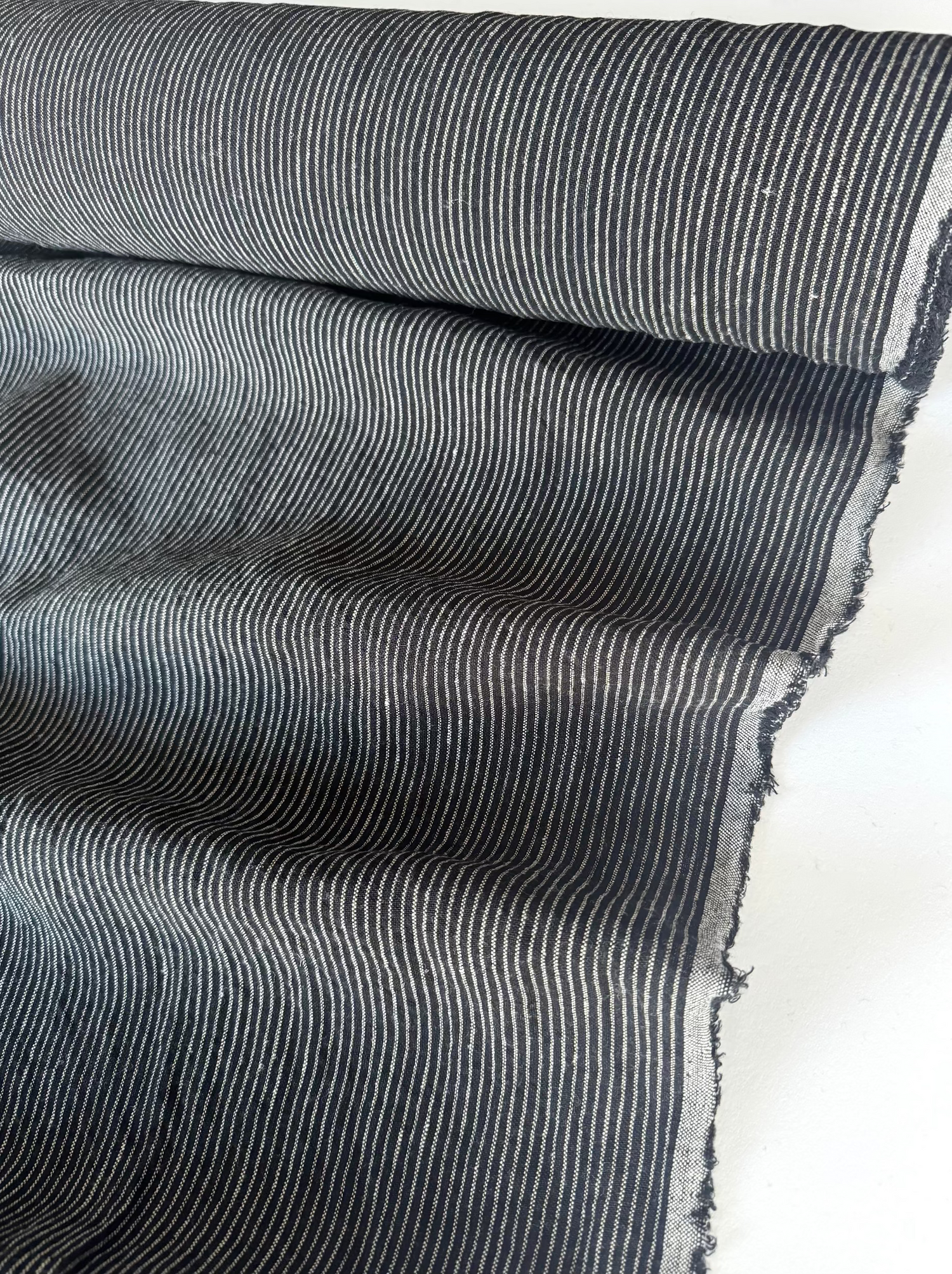 striped black linen fabric