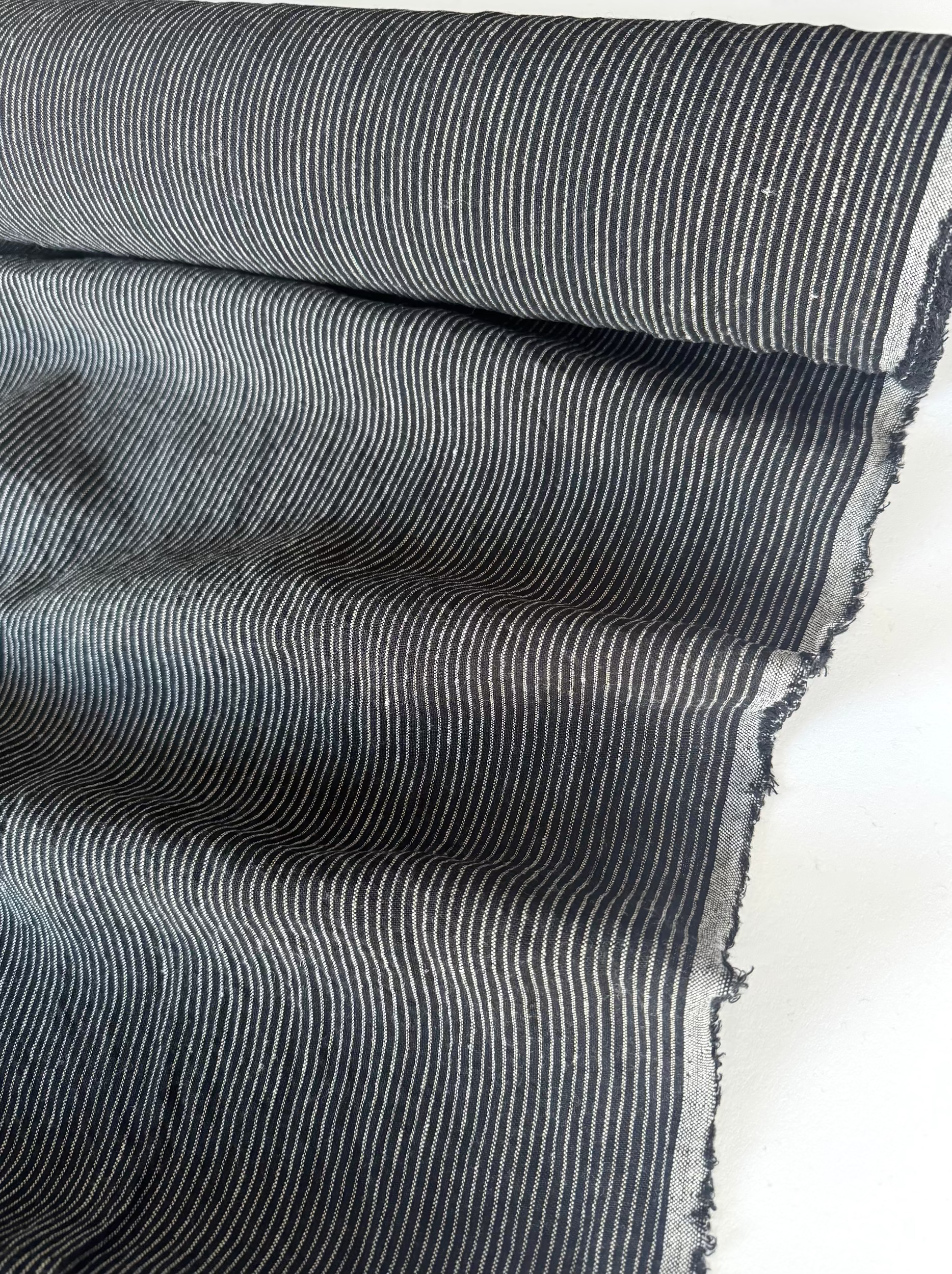 striped black linen fabric