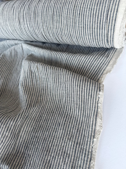 striped black linen fabric