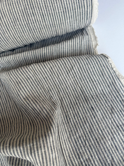 striped black linen fabric