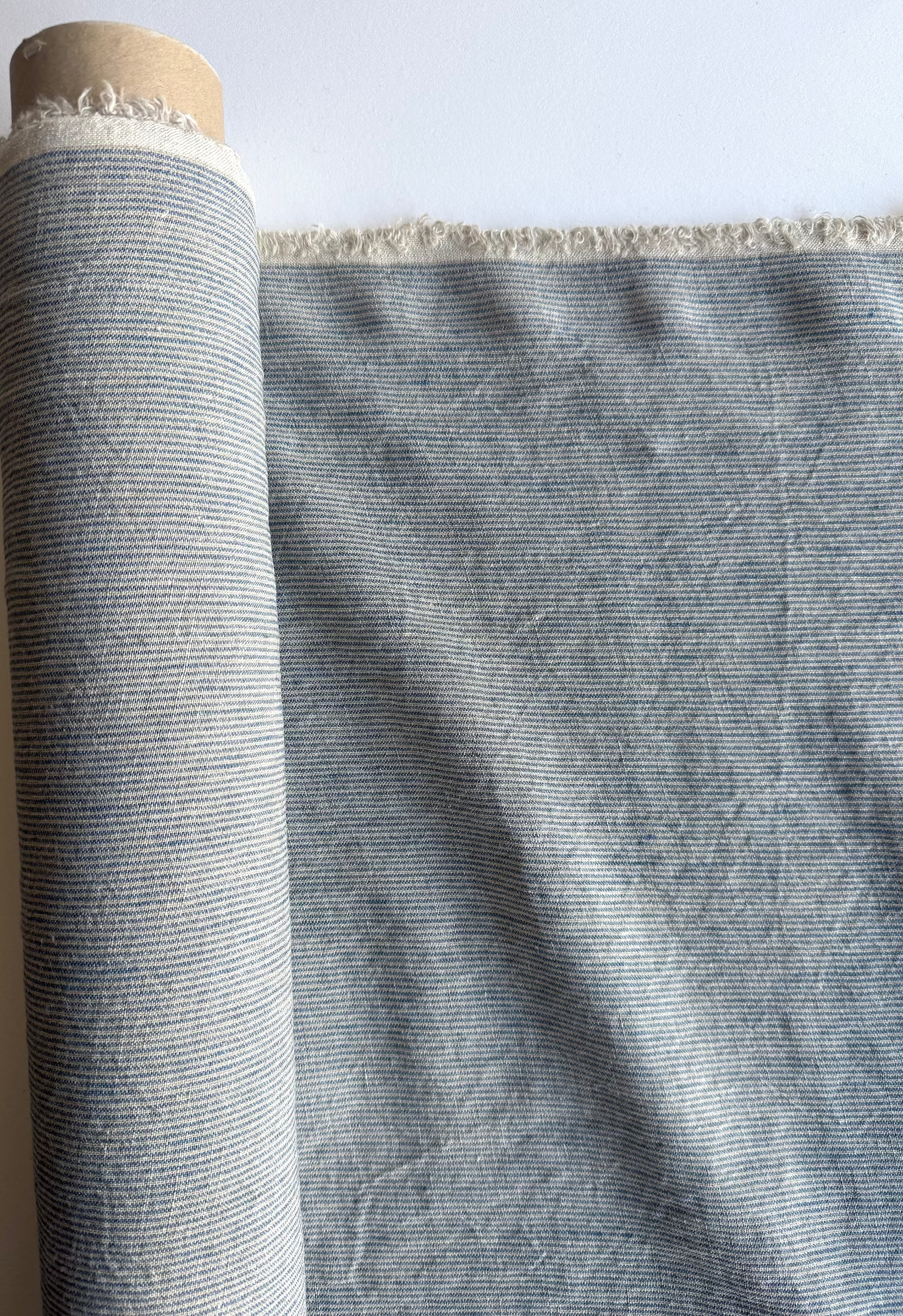 striped blue linen fabric