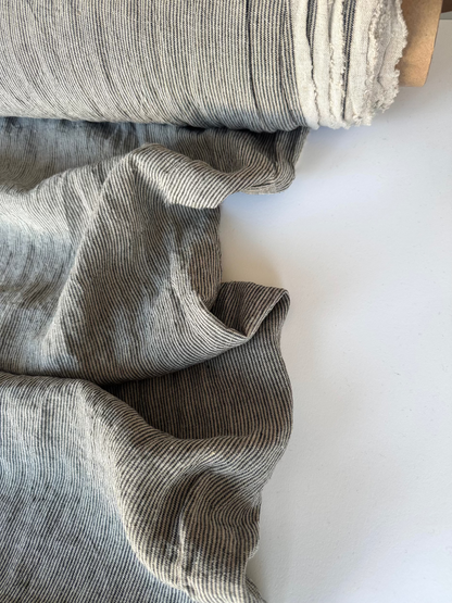 striped black linen fabric