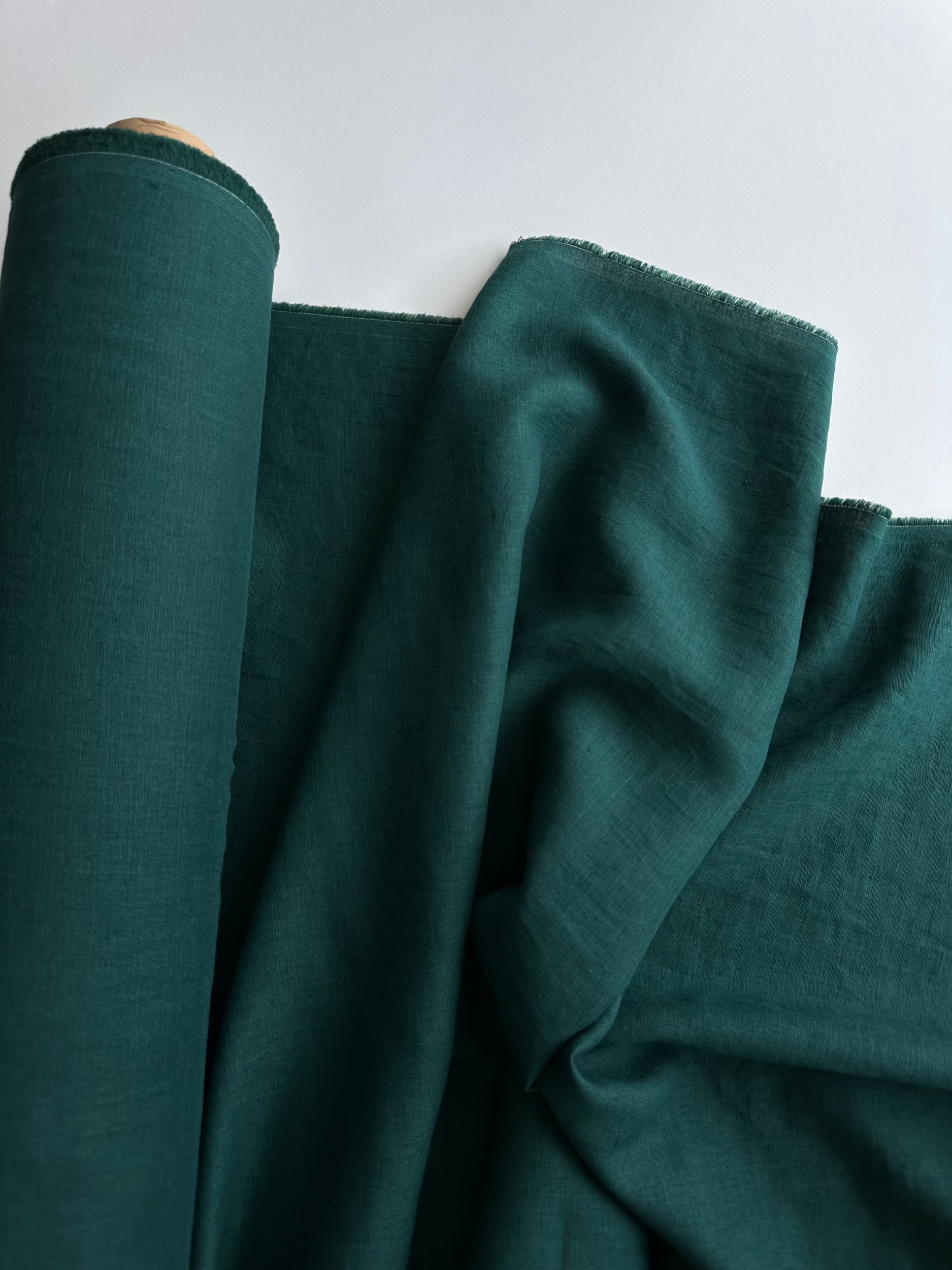 Emerald green linen fabric