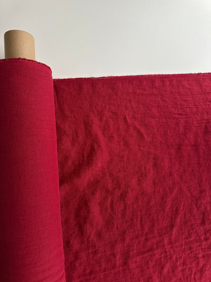 red linen fabric by yard