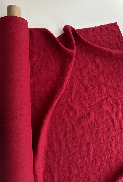 red linen fabric by yard