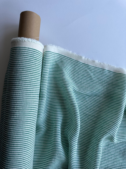Kelly green stripes linen fabric