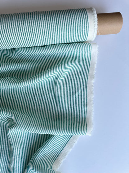 Kelly green stripes linen fabric