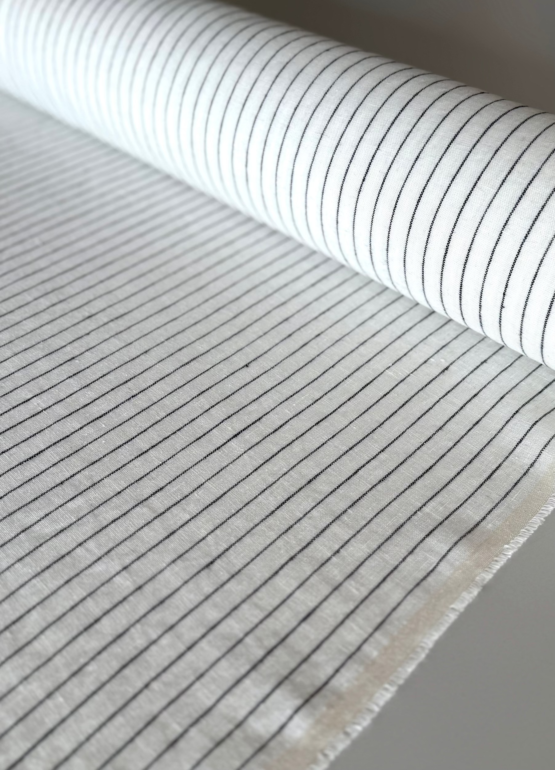 striped white linen fabric