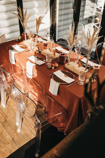 rusty linen tablecloth