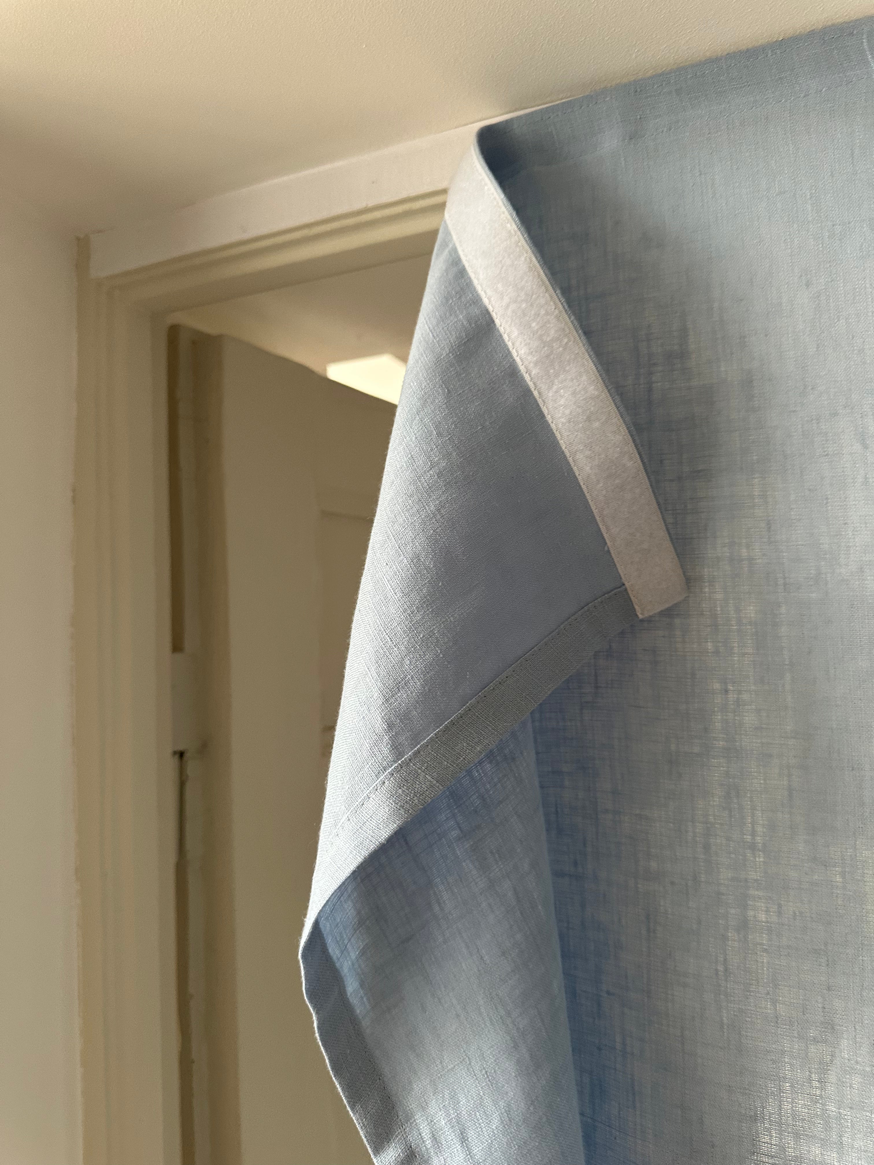Color Block Linen Noren Curtain with Velcro Tape