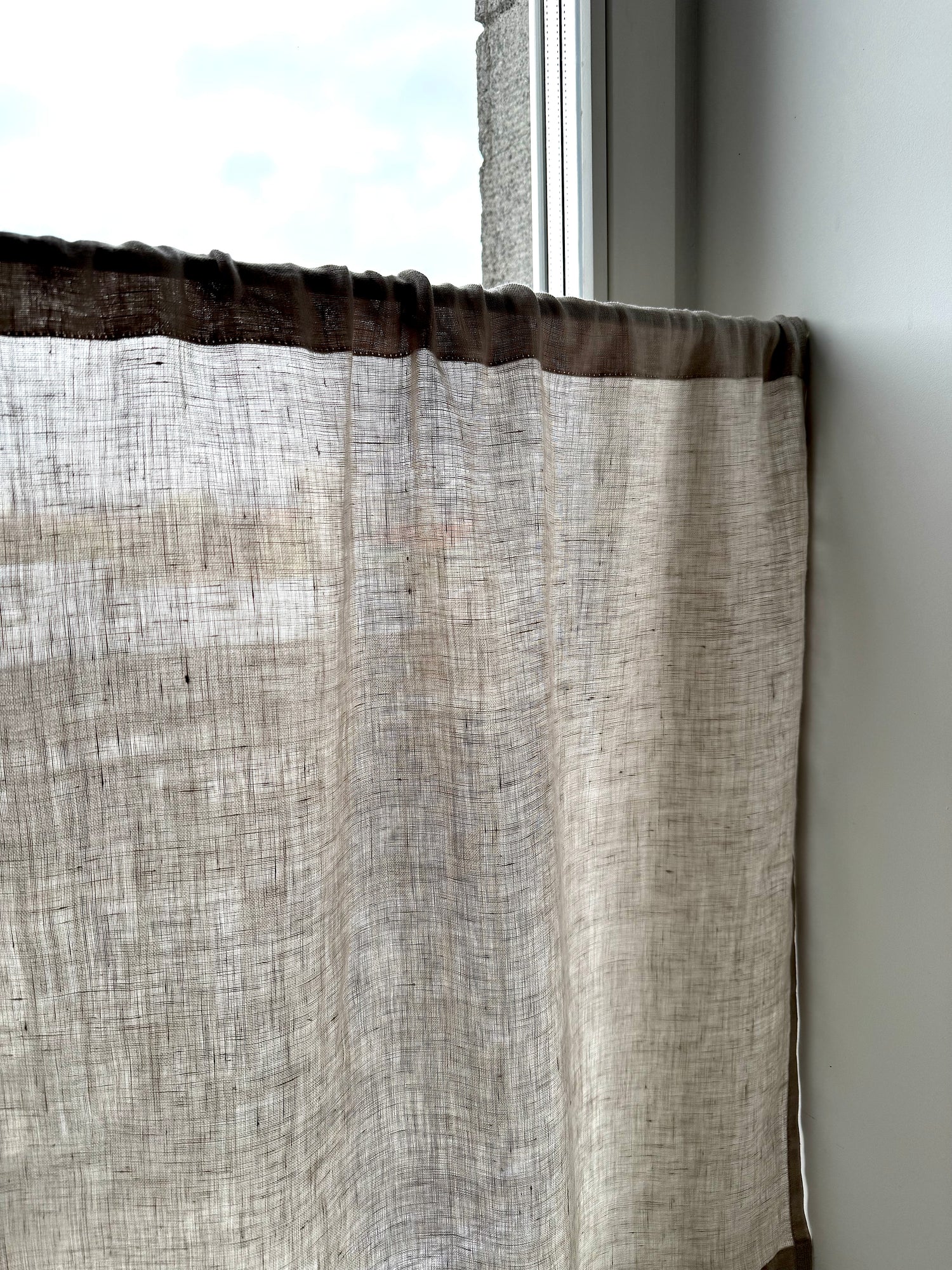 sheer linen cafe curtain