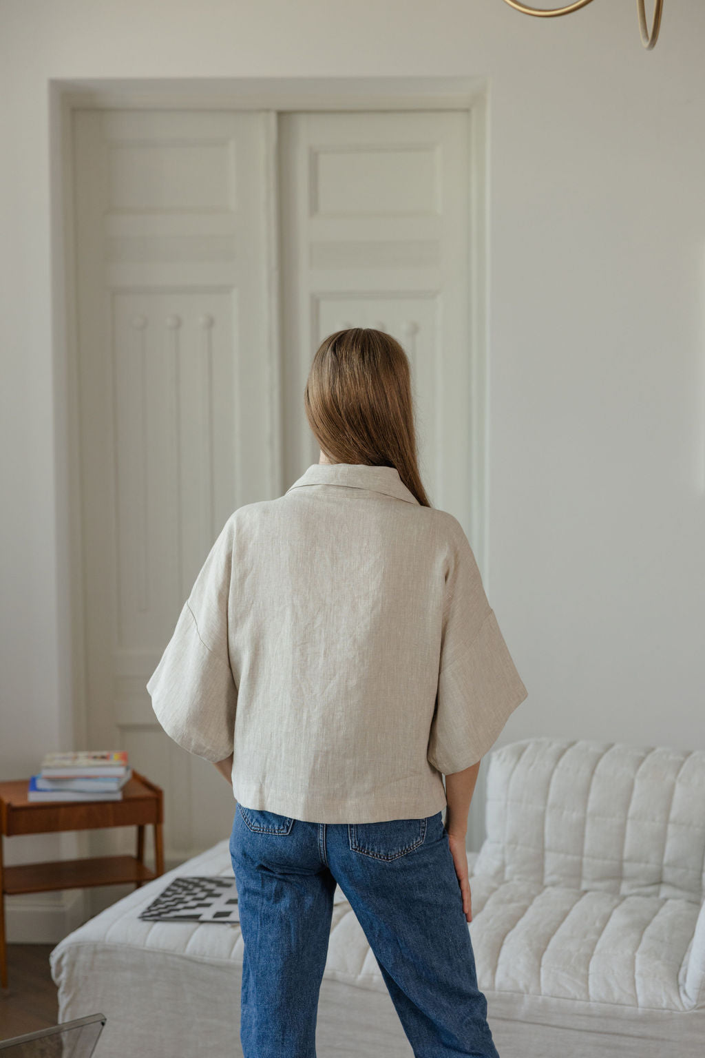 linen beige jacket with ties