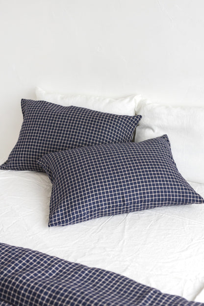 Blue linen bedding