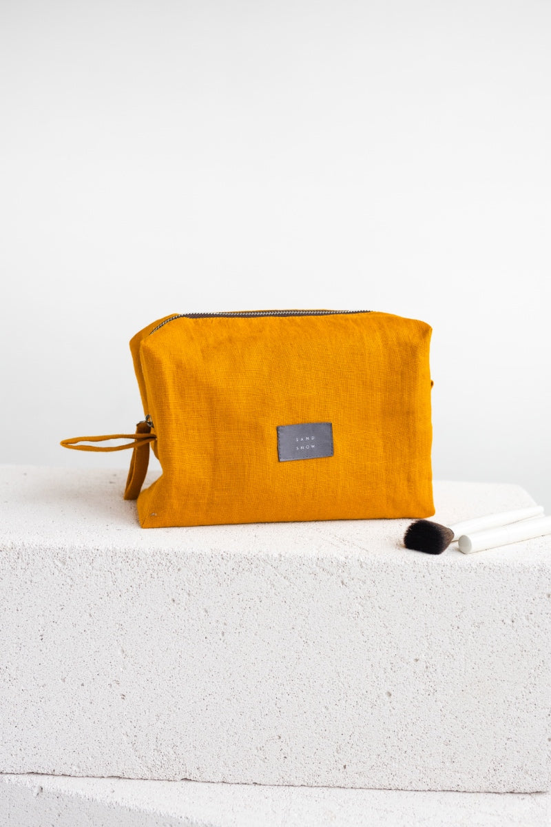 linen makeup bag