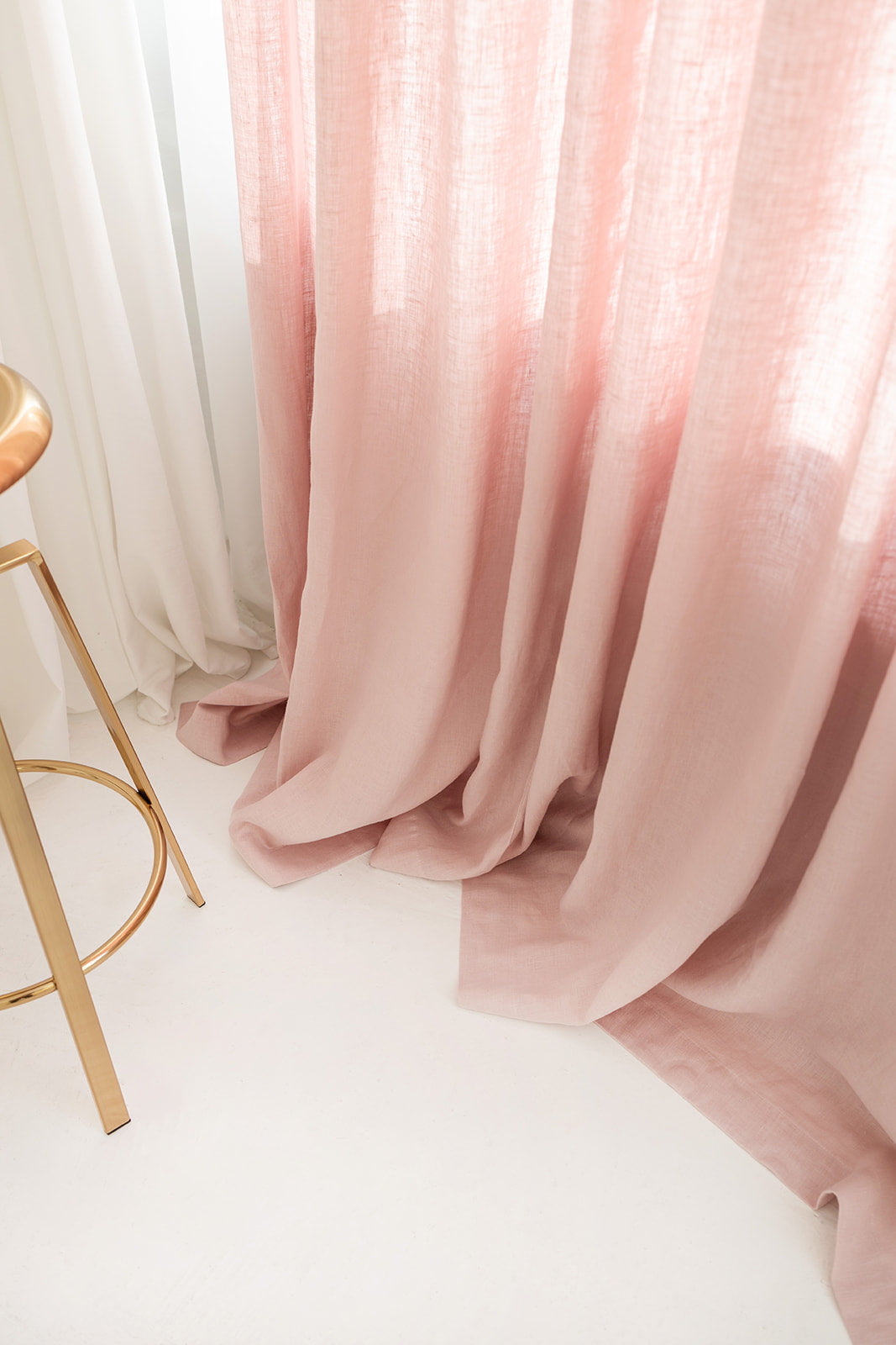 pink linen curtain