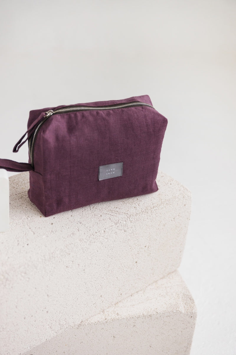 linen makeup bag