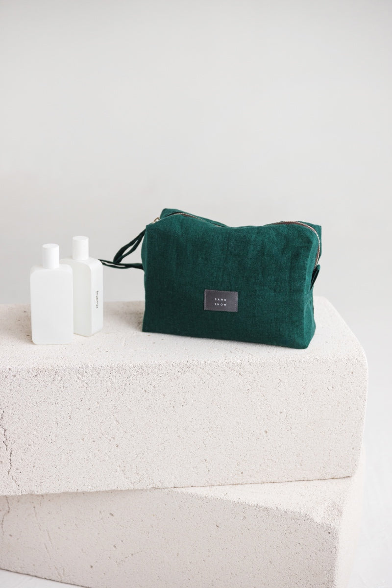 linen makeup bag