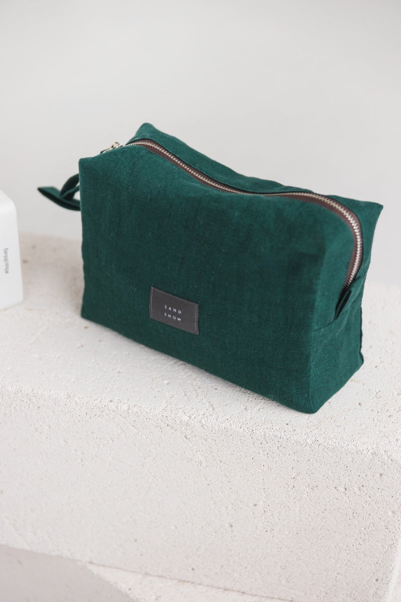 linen makeup bag