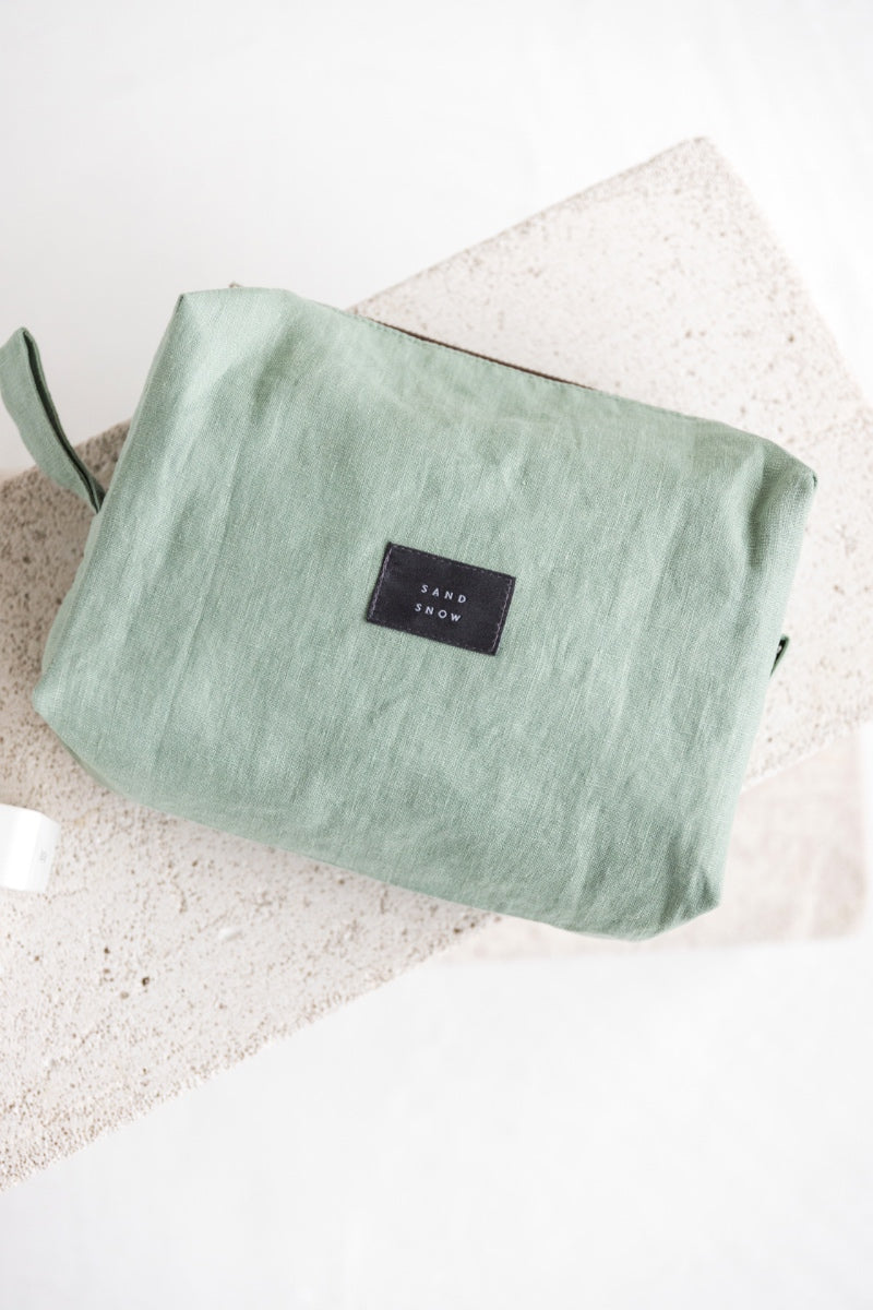 linen makeup bag