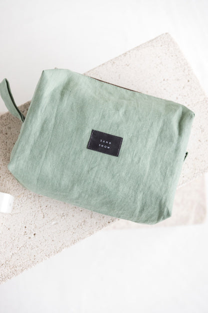 linen makeup bag