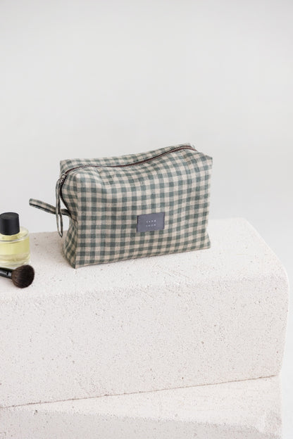 linen makeup bag