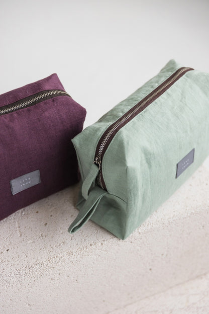 linen makeup bag