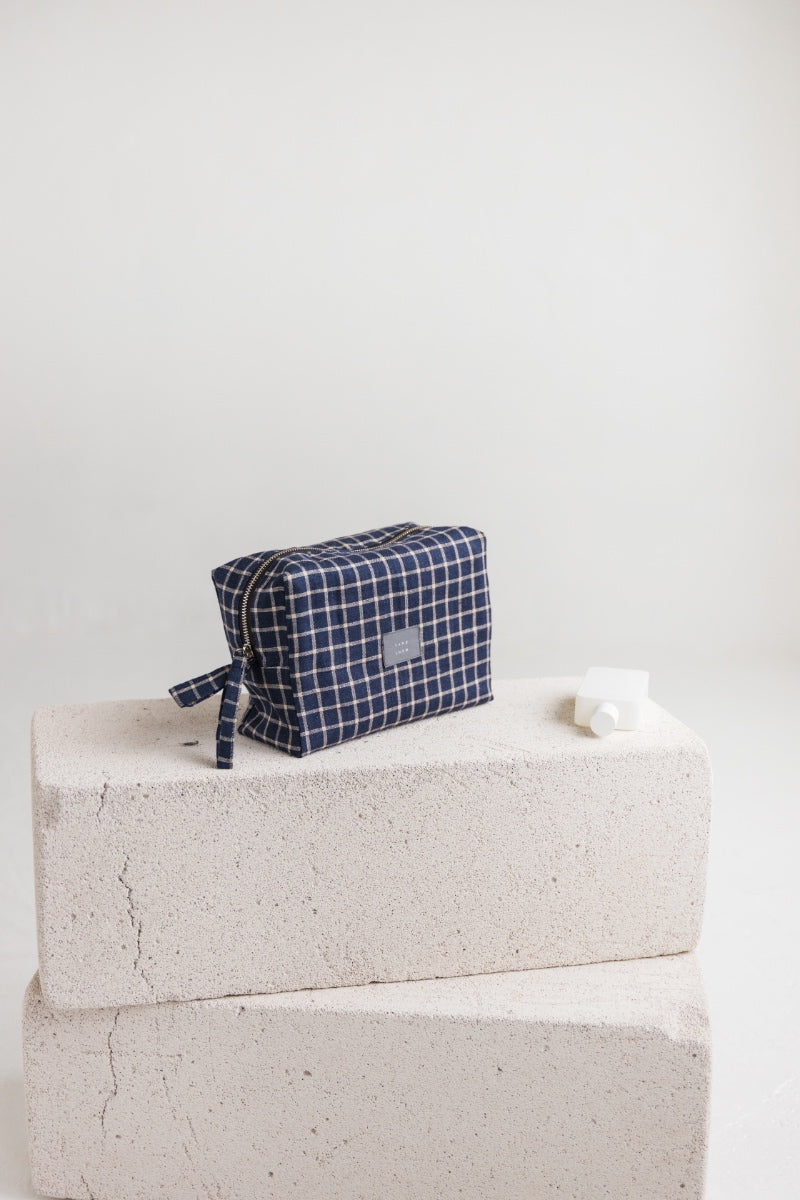 linen makeup bag