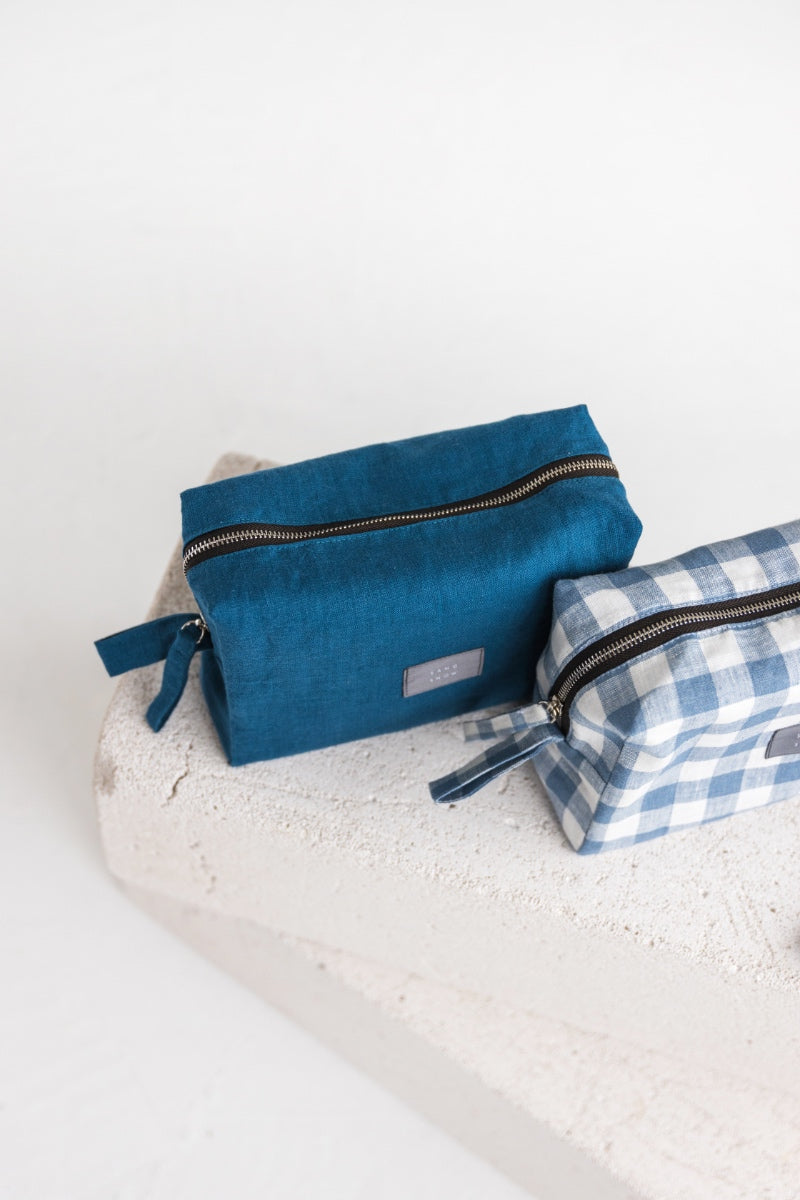 linen makeup bag
