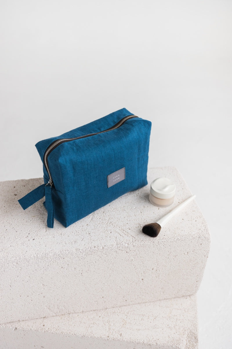 linen makeup bag