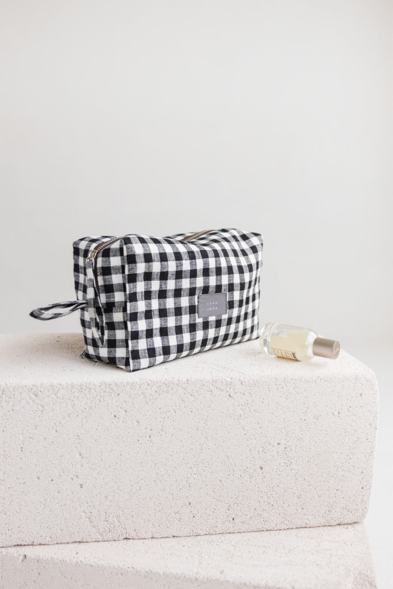 linen makeup bag