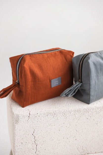 linen makeup bag