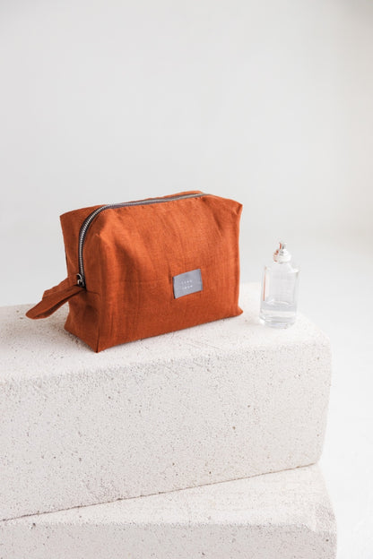 linen makeup bag