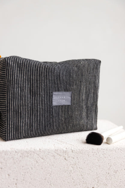 linen makeup bag