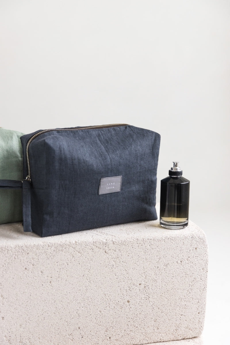 linen makeup bag