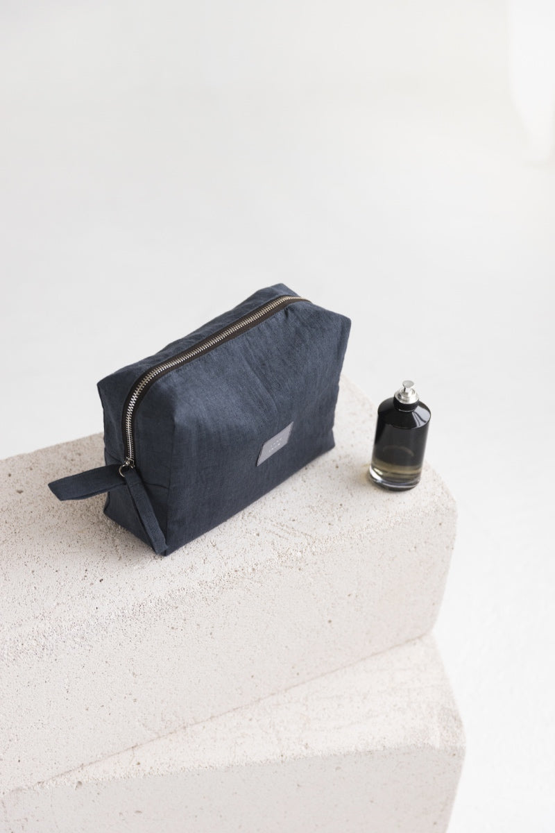 linen makeup bag