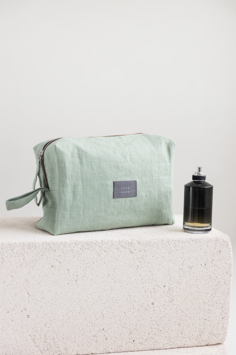 linen makeup bag