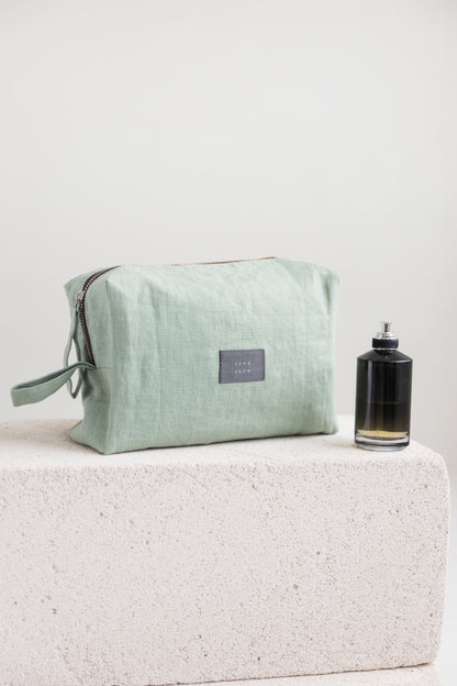linen makeup bag