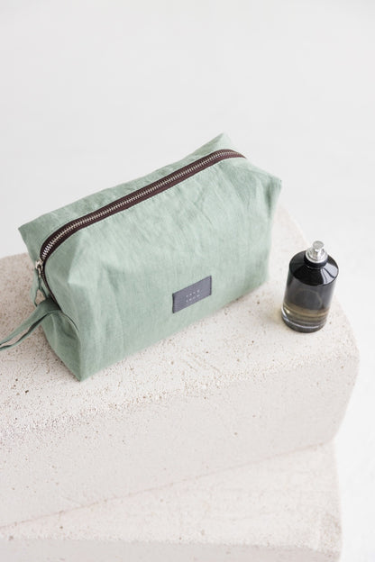 linen makeup bag