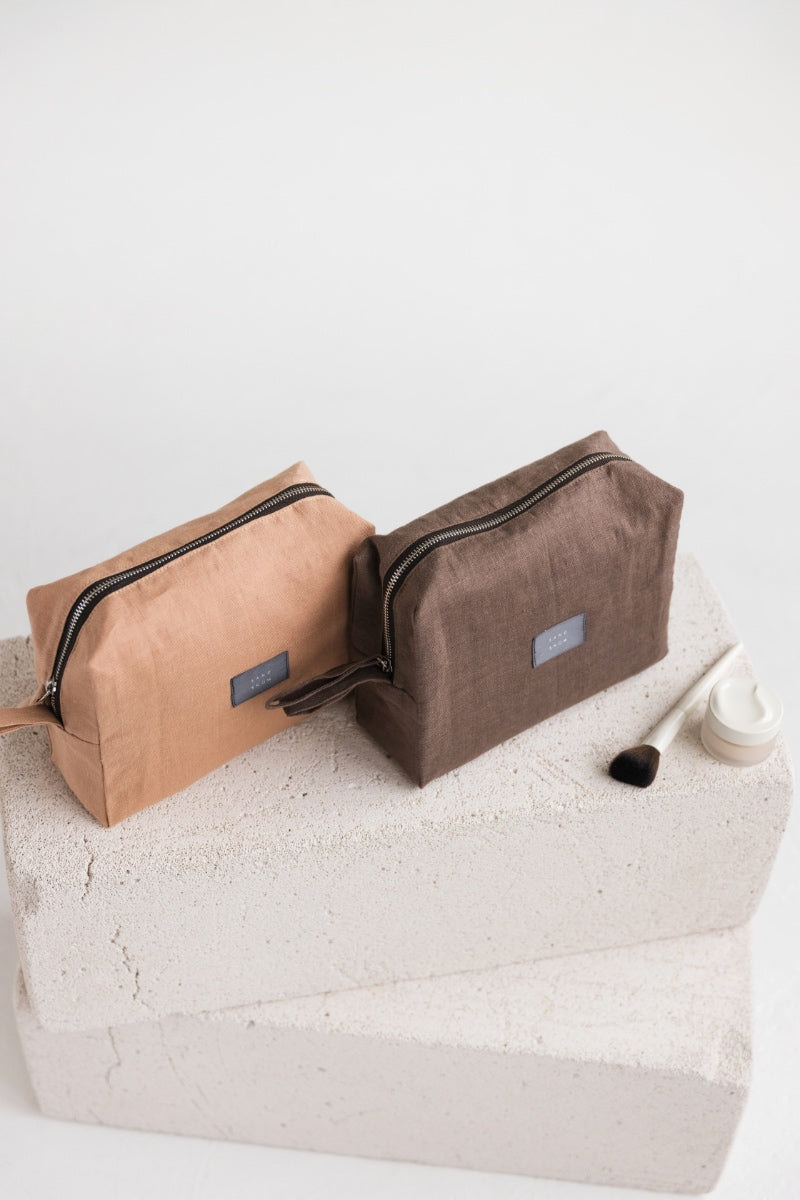 linen makeup bag
