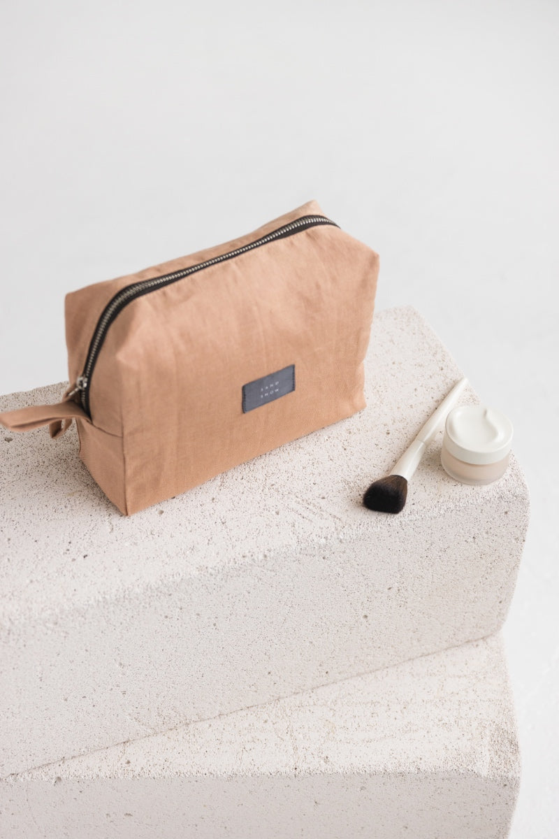 linen makeup bag