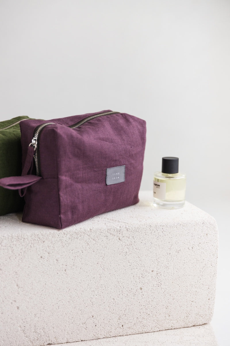 linen makeup bag