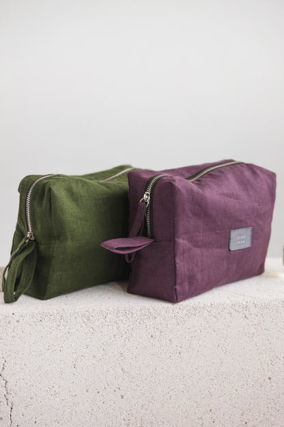 linen makeup bag