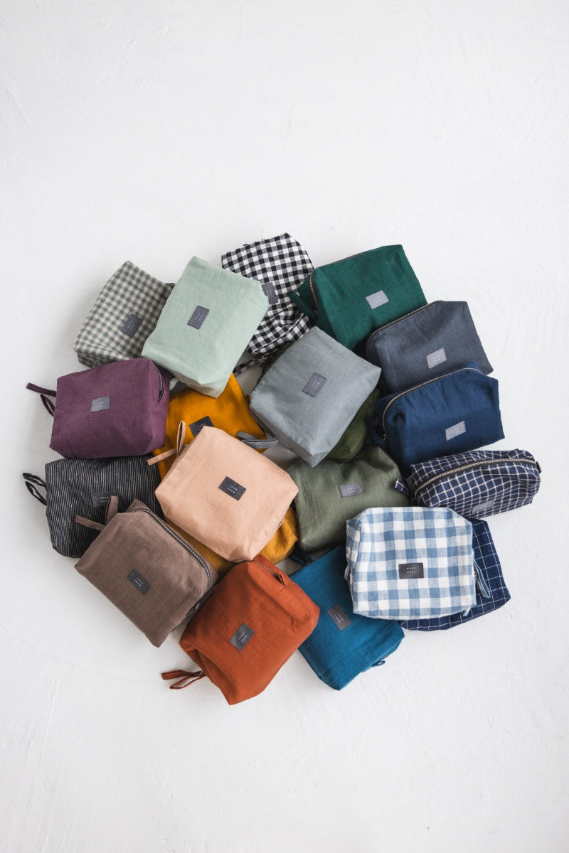 linen makeup bag