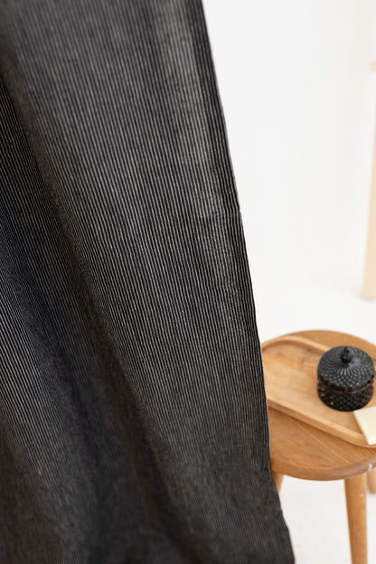 Waterproof Black Pinstripe Linen Shower Curtain 140cm / 55&