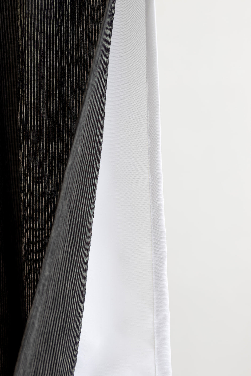 Waterproof Black Pinstripe Linen Shower Curtain 140cm / 55&