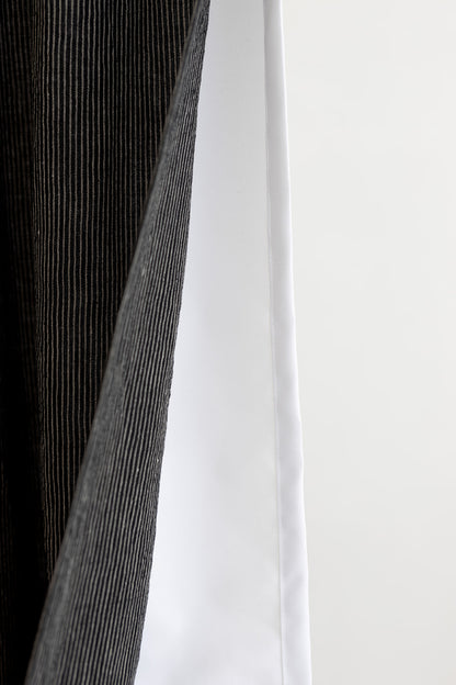 Waterproof Black Pinstripe Linen Shower Curtain 140cm / 55&